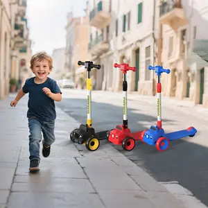 WINHOPE Car-Style Kids Scooter (3-8Y) | 4-Level Adjustable + 3-Second Fold | Colorful Light Wheels！