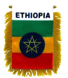 Ethiopia Star Mini Glass Banner - 4x6 in Double-Sided Plastic Mounted Party Decorations Banners, Hanger-Mounted Window Flag for Home & Festive Supplies, Window Flags