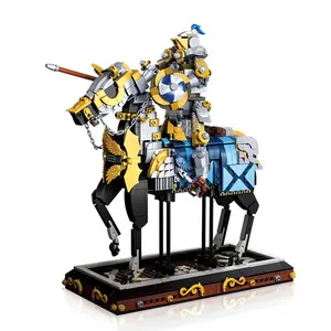 Arthur King Warhorse Throne Armor Building Blocks, 1247pcs High-Fidelity Medieval Knight Statue, Collectible Gift for Home Decor or Toy