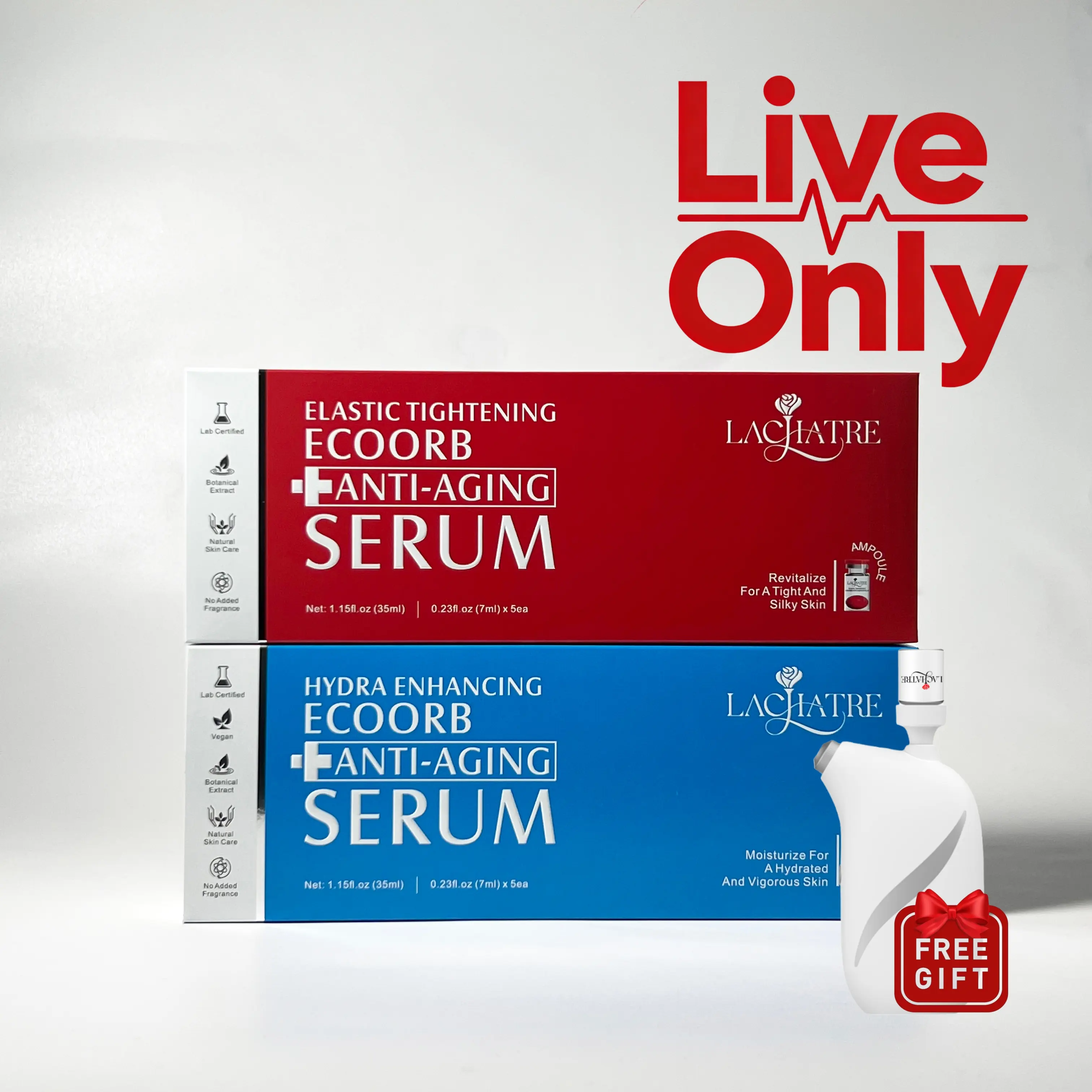 LACHATRE BEAUTY: 24Hours Nano Set with Red EcoOrb and Blue EcoOrb Anti-Aging Serum Free Gift Nano-Mist Limited Release Live Only Single-use Serum Anti-Wrinkle Moisturize Hydrating Vegan Hyaluronic Acid Retinol Niacinamide Copper Tripeptide K-Beauty