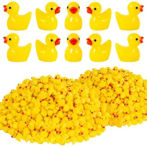 100Pcs Mini Yellow Rubber Ducks Resin Figurines - Tiny 1cm Ducks for DIY Crafts, Slime Charms, Fairy Garden Decor, Party Favors, Bulk Pack