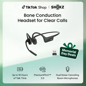 OpenComm2 UC 2025 Upgrade - Open-Ear Wireless Computer Headset with Boom Mic, Bone Conduction Bluetooth Stereo Headphones, USB-A/C Dongle Compatible with PC and Mac, Zoom Certified - C120UC
