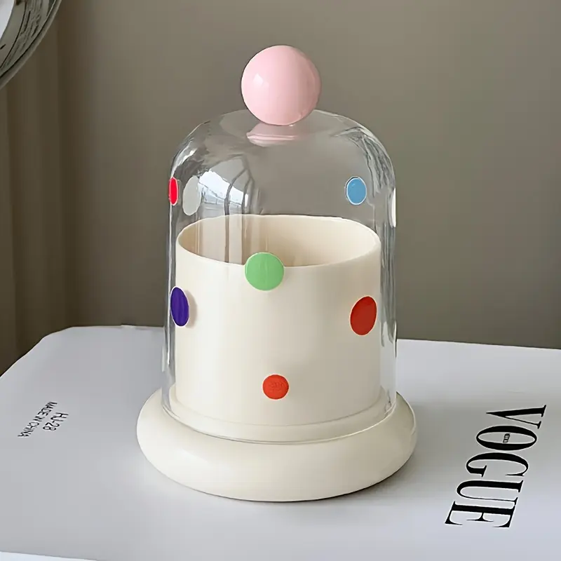 #JY 2-Piece Small Modern Home Accessory Set, Transparent Dust-Proof Dome Lid Acrylic Storage Canisters, Minimalist Organizers for Bathroom Vanity, Organizing Small Items Like Cotton Swabs, Toothpicks