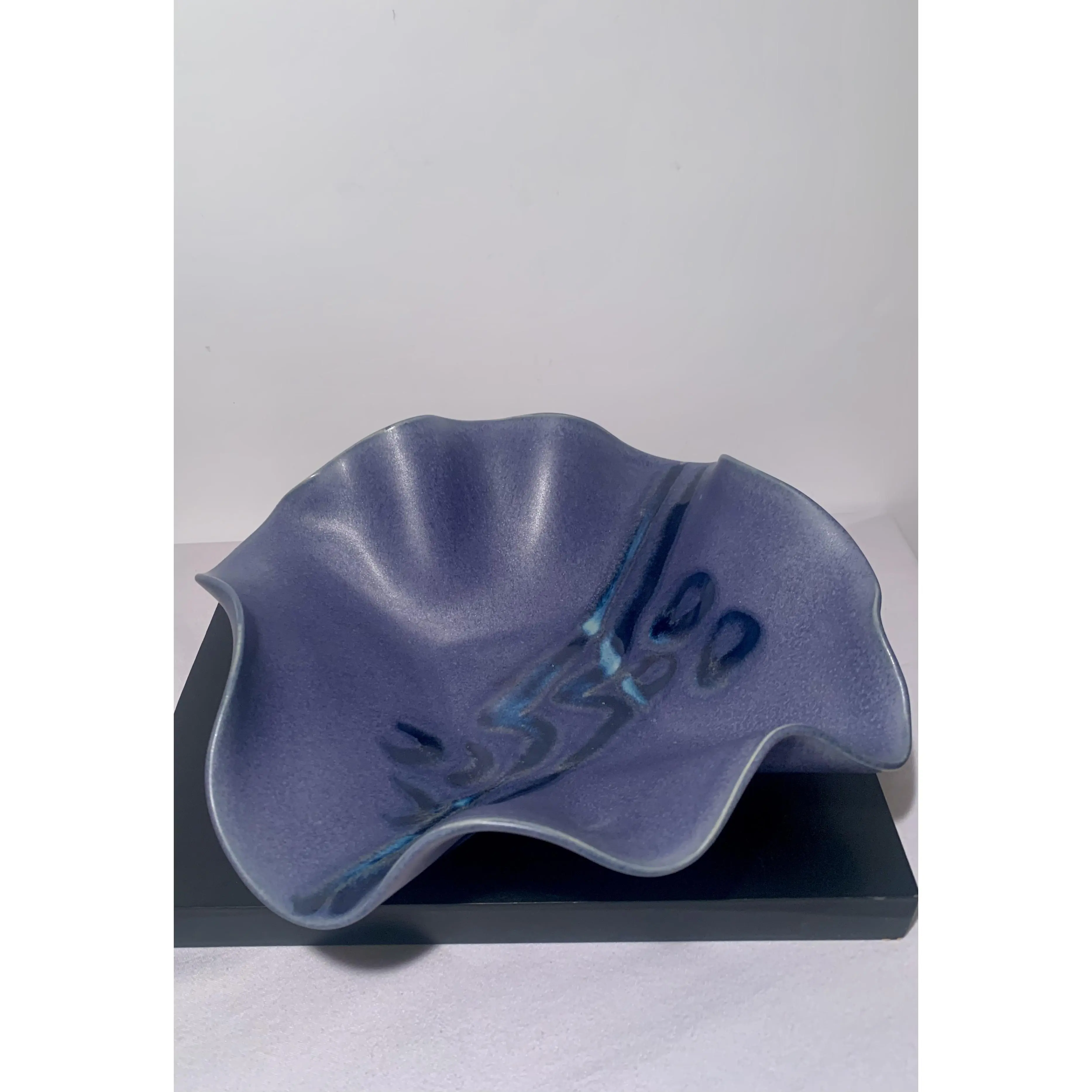 Signed Hilborn Pottery Dish: Handcrafted Purple Glaze Ceramic Bowl