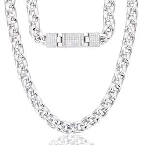 【#CMN11】12mm New Arrival VVS Lab-Created Moissanite Iced Out Copper Moissanite Necklace Miami Chain Fashion Trend Hip Hop Rapper Jewelry