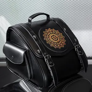 Harley Motorcycle-style Rear Saddlebag - Heavy-Duty Motorcycle Tailpack with Secure Flap Cl,osure, Detachable Strap - Vintage Motorcycle Luggage, ATVs, Motorbikes - Easy-Clean Black Motorcycle Rear Bag, Travel Storage Solution, Rugged Design