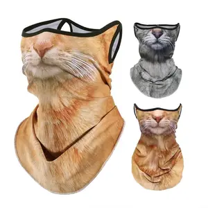 2024 Summer New Animal Cat Ear-Hanging Full Face Neck Protection Sunscreen Mask edc facemask