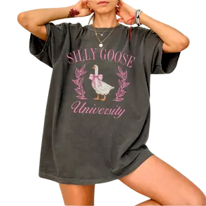 Silly Goose University Shirt, Coquette Aesthetic Shirt, Coquette Silly Goose Shirt, Coquette Pink Bow Shirt, Pink Bow Tees, Social Club Tshirt, Women T-Shirt, Gift For Her, Wife Mom Gift