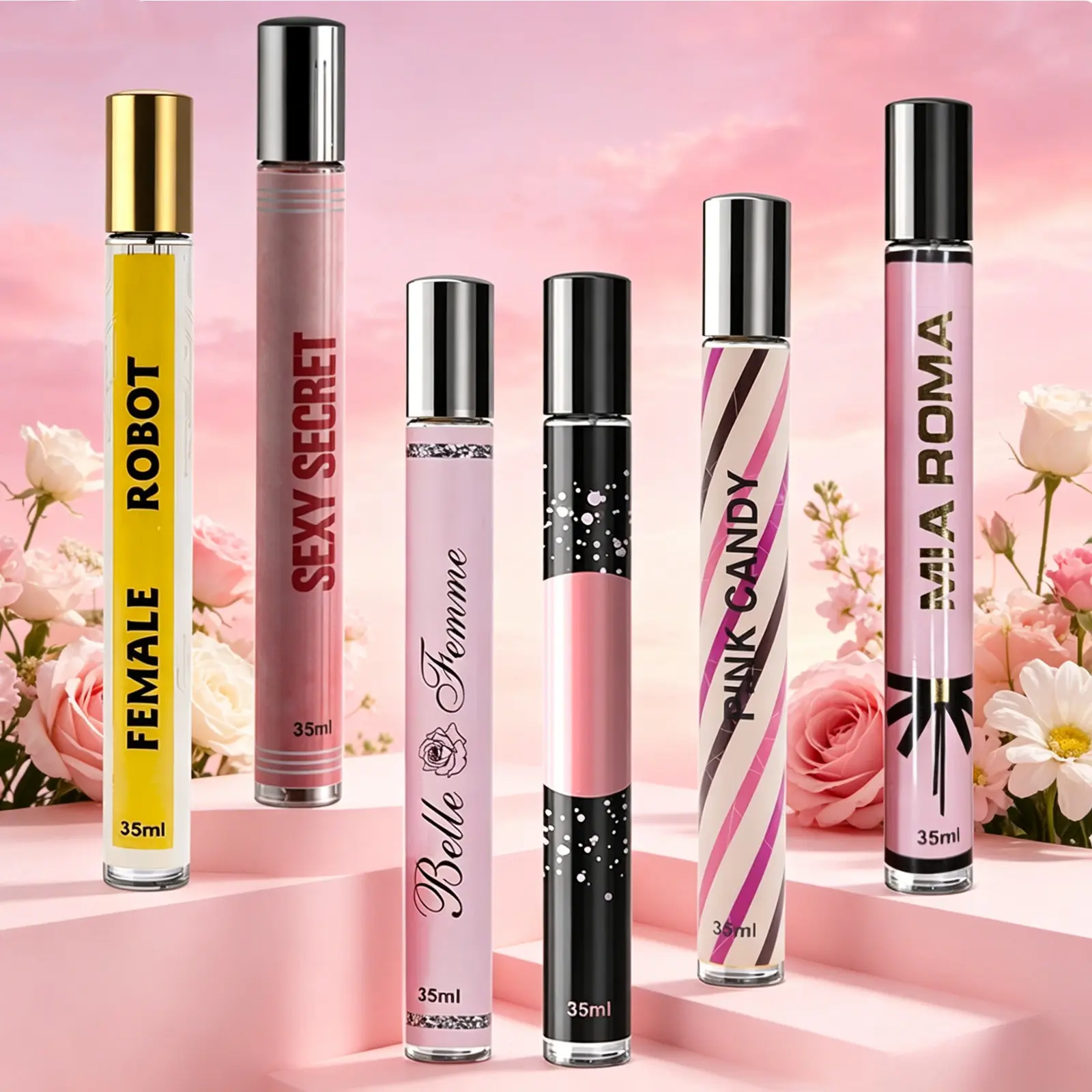 6 Pack Travel Size Women's Perfume | 6 PACK Total：7.1 OZ / 210 ML | 35ML Each | 6 Different Scents: Rose/Jasmine/Gardenia/Vanilla/Amber/Tuberose | Compact & Portable, Essential for Business Trips & Travel, Gift for Her