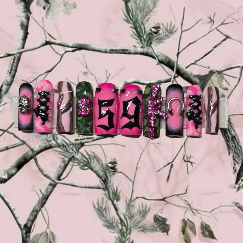Pink Camo G59 Inspired Handmade Acrylic Press-On Nails