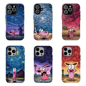 Funny C0urage The C0wardly Dog Starry Night Phone Case Shockproof Phone Cover Compatible for iPhone 17Promax 16 15 14 13 12 11 and for Samsung S21 S22 S23 S24 S25 S26 Lovely Gift for Her Him