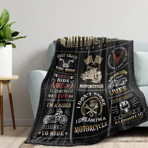 Motorcycle Gifts for Men Women, Best Gifts for Motorcycle Riders, Lovers, Blanket Gift for Boyfriend Husband 60” X 50”,1 count, Print on One-side with a Plain white Back