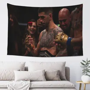 Tapestry  Ilia Topuria Famous Martial Artists Wall Tapestry - 40x60in, High-Resolution Print of Combat Legends, Perfect for Home or Gym Decor, Ideal for Fighting Fans Room Photo