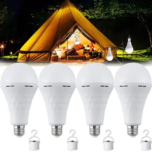 4 Pack Rechargeable Emergency Light Bulbs A19, 15W Camping Lamp Battery Powered LED Light Bulb 5000K Daylight E26 E27 with 1200mAh for Home Power Outage Camping Hurricane