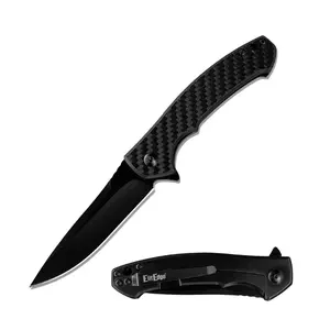 4.15" Closed Carbon Fiber Handle Ball Bearing Pocket Knife, 8Cr14MoV Stainless Steel Blade, 18.5cm Overall Length, EDC Outdoor Utility Tool, Man gift