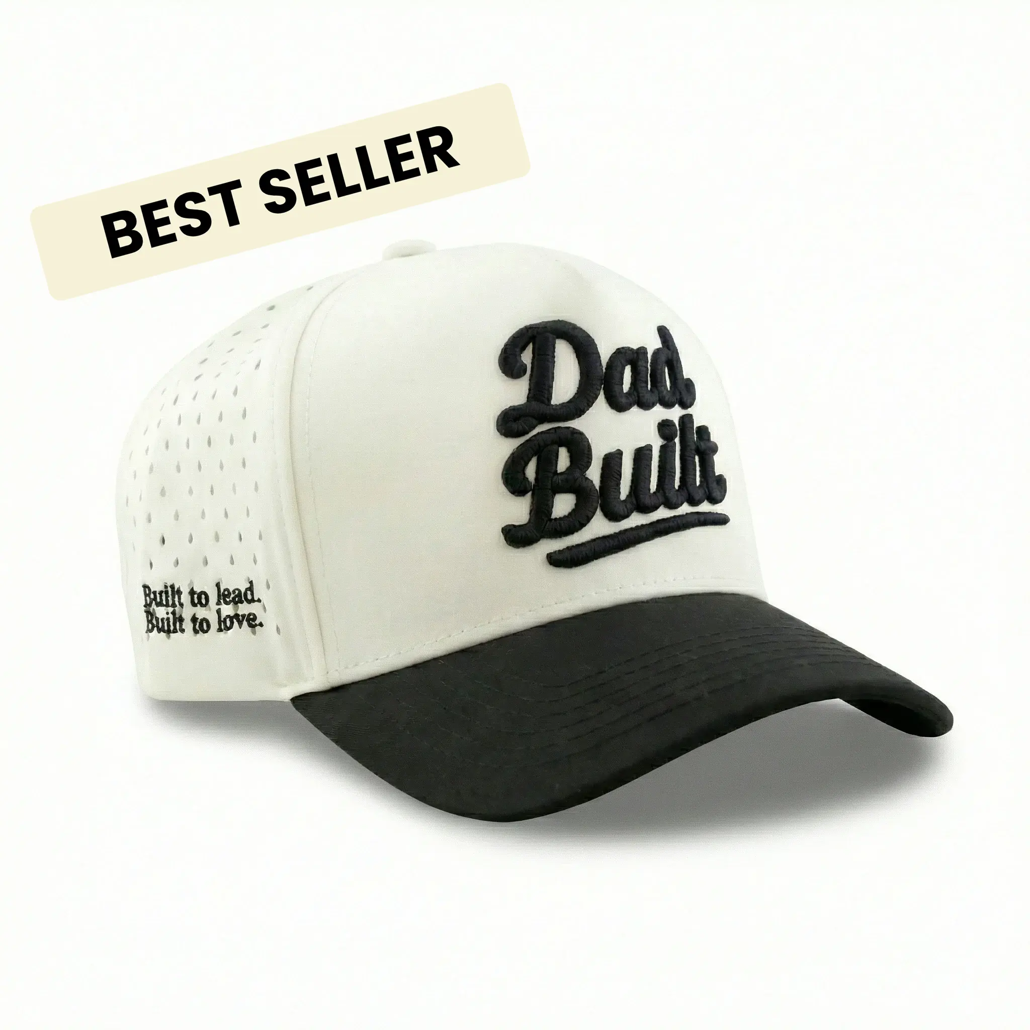 Dad Built Classic Structured Cap - Water-Resistant & UV-Protected - 35% Cotton 65% Polyester - One Size Fits Most - Adjustable Snapback Strap - Durable Everyday Wear