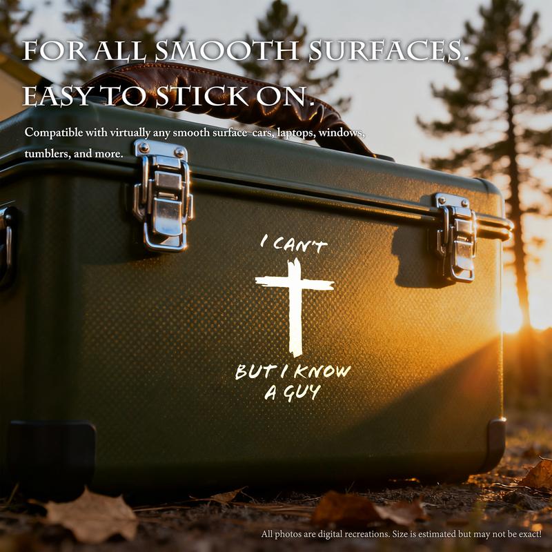 2psc"I Can’t, But I Know a Guy" Faith Vinyl Decal Sticker With Cross and Flowers for Car Truck Bumper Inspirational Religious Automotive Exterior Decor Gift