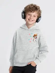Boys' Spring & Fall Casual Long Sleeve Sweatshirt, Cartoon Dog Print Hoodie, Loose Fit, Comfortable Pullover, Medium to Large Kids