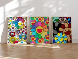 Set of 3 Takashi Murakami Exhibition Posters Multi Color Gallery Wall Art Decor