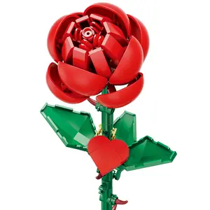 Brickcraft Pink Long Stem Rose Brick Building Kit  (102-Piece Set), Valentine's Gift For Him & Her