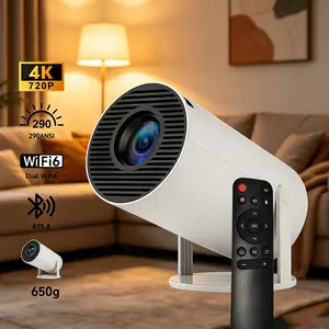 Mini Portable  Tabletop Pico Projector - 720P Full HD LED Home Cinema Projector with Bluetooth 5.4, WiFi, 290 ANSI Lumens, Auto Keystone, 180° Rotatable, 130" Screen, Android OS, Built-In Audio, Remote Control, Mount Compatible for Home Cinema, Game Use