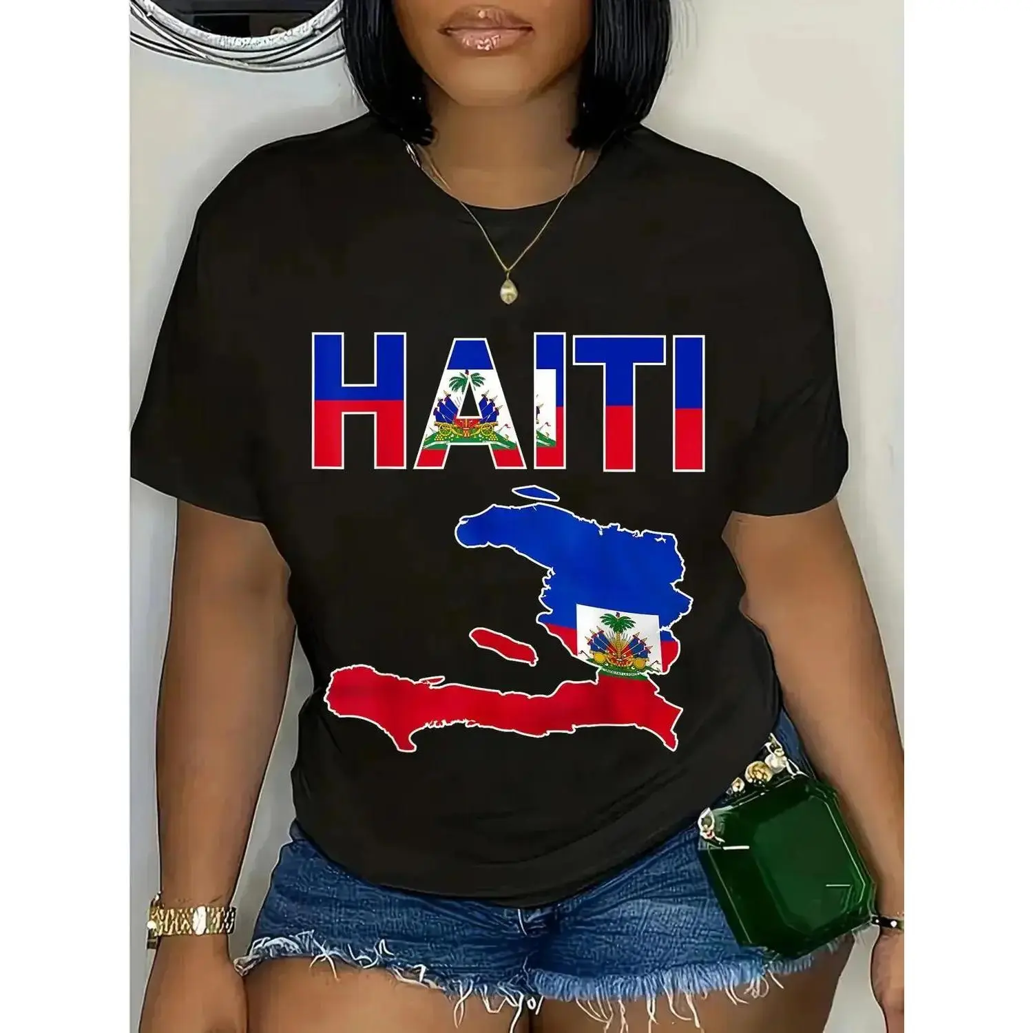 Unisex Cotton T-shirt Celebrating Haitian Flag Day Featuring a Cool Haiti Flag Map Showcasing Haitian Pride