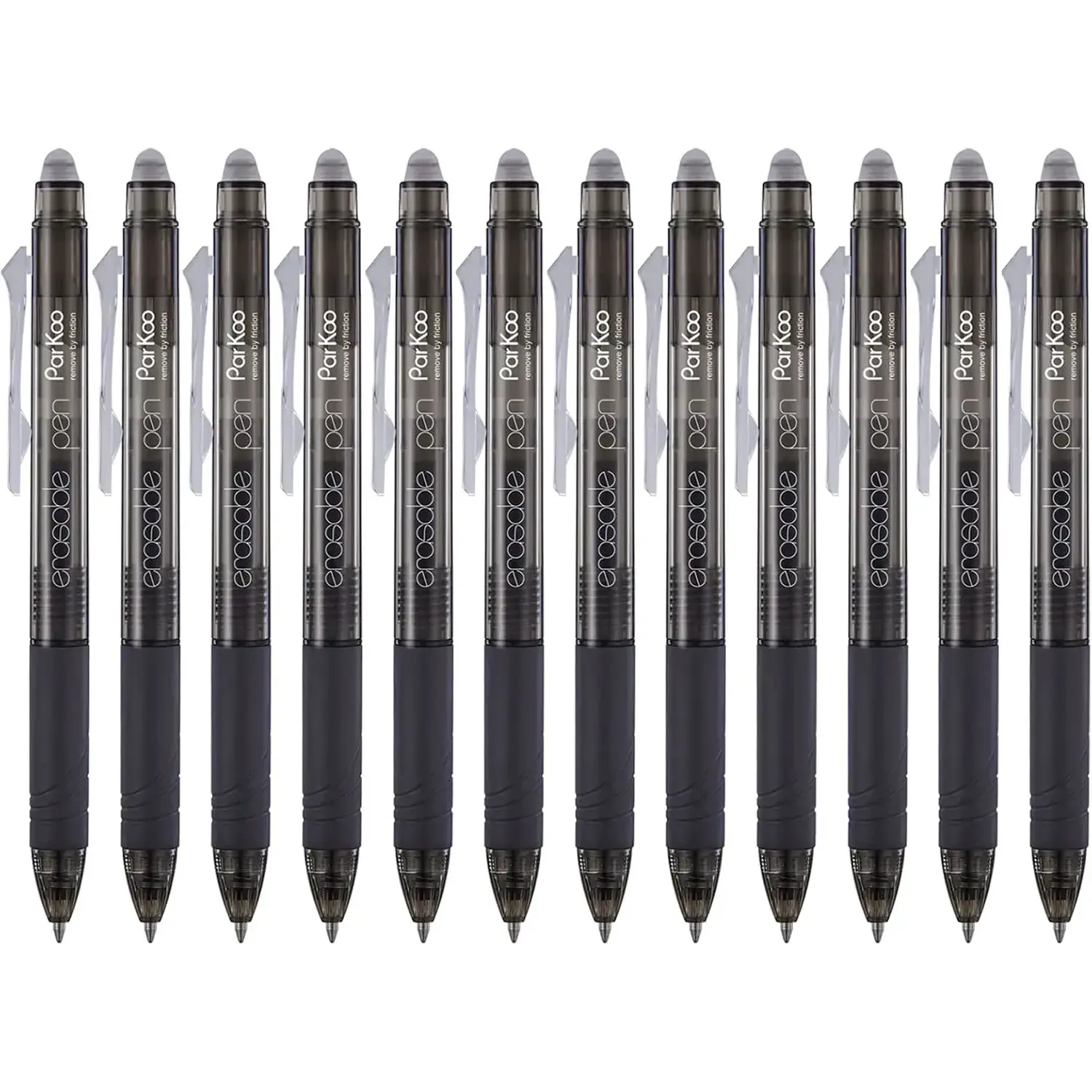 Retractable Erasable Gel Pens Set - 12-Pack 0.7mm Fine Tip Clicker Pens with Eraser, Nontoxic, Rewrite Easy, Black Ink for Sudoku & Crossword Puzzles, Office Stationery for Note Taking & Smart Notebooks
