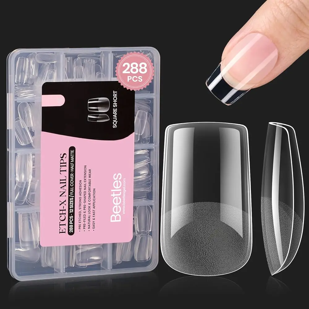 【Only Nail Tips】Short Square 12 Sizes 288Pcs