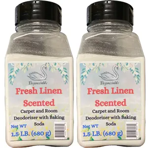 Eleganceinlife Fresh Linen-Scented Carpet and Room Deodorizer with Baking Soda Net WT 1.5 LB. (680 g) Each Pack of 2