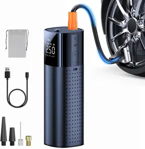 Portable Cordless Tire Inflator: 120 PSI Air Compressor, 5000mAh Battery, Electric Pump for Car, Motorcycle, Bike, Ball. Includes Tire Gauge, Auto-Shutoff, Digital Gauge