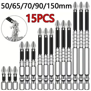 18/15pcs K5 Non-Slip Anti-Impact Threaded Drill Bit Set, High Magnetic Electric Screwdriver Drill Kit - High Hardness, Durable, Non-Slip, Shockproof Magnetic Drill Bit