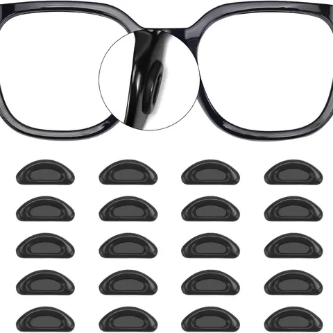 Unisex 20 Pairs Stick-On Silicone Thin Eyeglass Nose Pads - Anti-Slip, Adhesive for Glasses, Sunglasses (Clear)