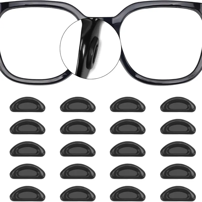 Unisex 20 Pairs Stick-On Silicone Thin Eyeglass Nose Pads - Anti-Slip, Adhesive for Glasses, Sunglasses (Clear)