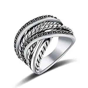 Mytys Trendy Statement Multi-Layer Twisted Rope Ring - Bold Woven Texture & Stacked Wrap Design, Luxe Modern Jewelry Perfect for Special Occasions, Dates, Parties & Gifting for Women