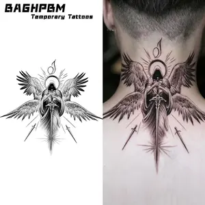 BAGHPBM Realistic Temporary Tattoos Set, 2-Piece Angel-Themed Fruit-Printed Semi-Permanent Stickers, Nontoxic Pre-Packaged Bundle for Neck, Arms, Bundle Temporary Tattoos