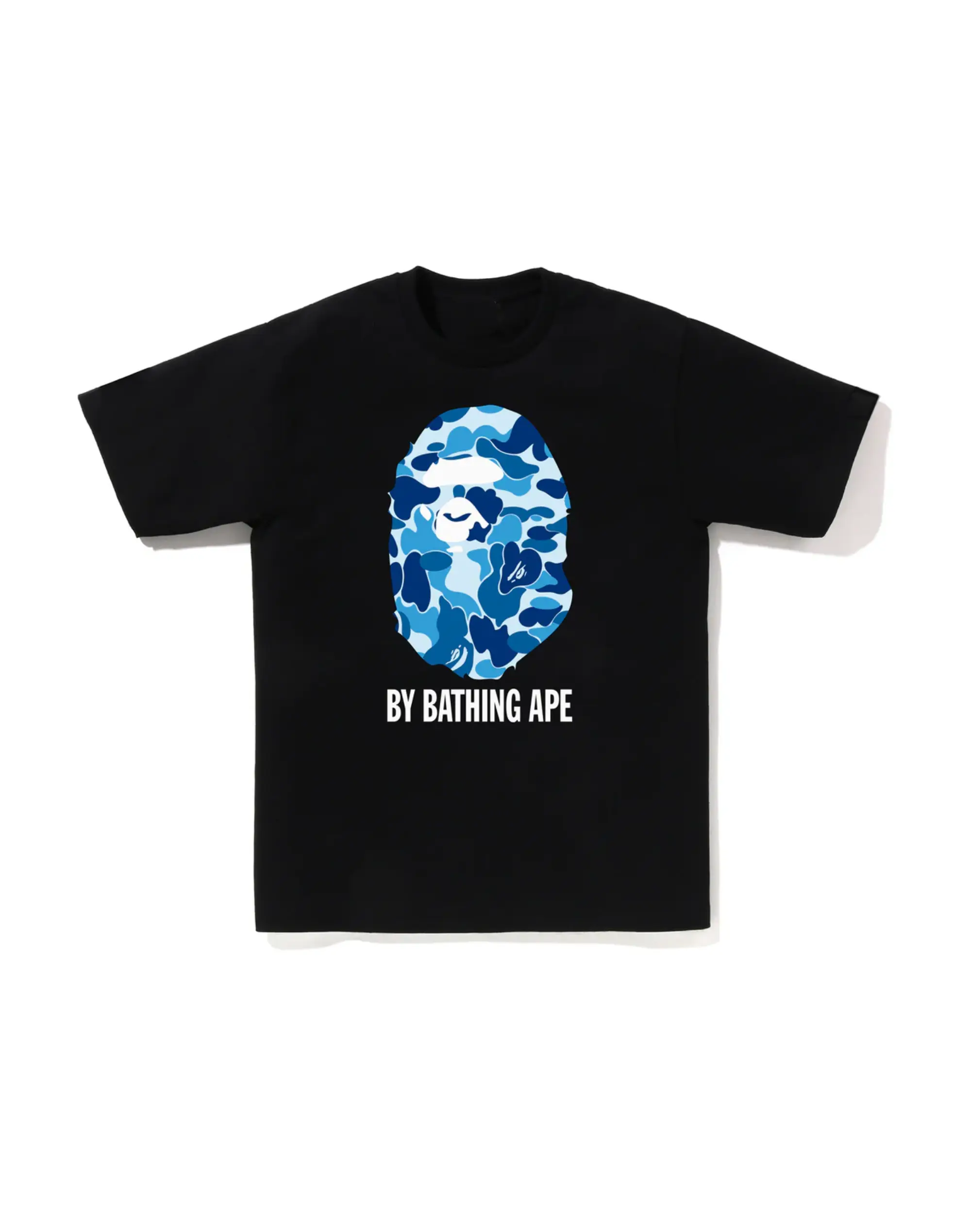 Unisex Black Streetwear Tee 2026 Trendy Blue Camo Ape Graphic Casual Hip Hop T-Shirt