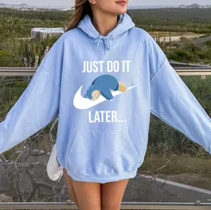 Snorlax Just Do It Later Anime Hoodie, Funny Graphic Tee, Dad Shirt, Gifts for Him, Winter, Fall, Menswear, Kids, Women's Clothing, Long Sleeve