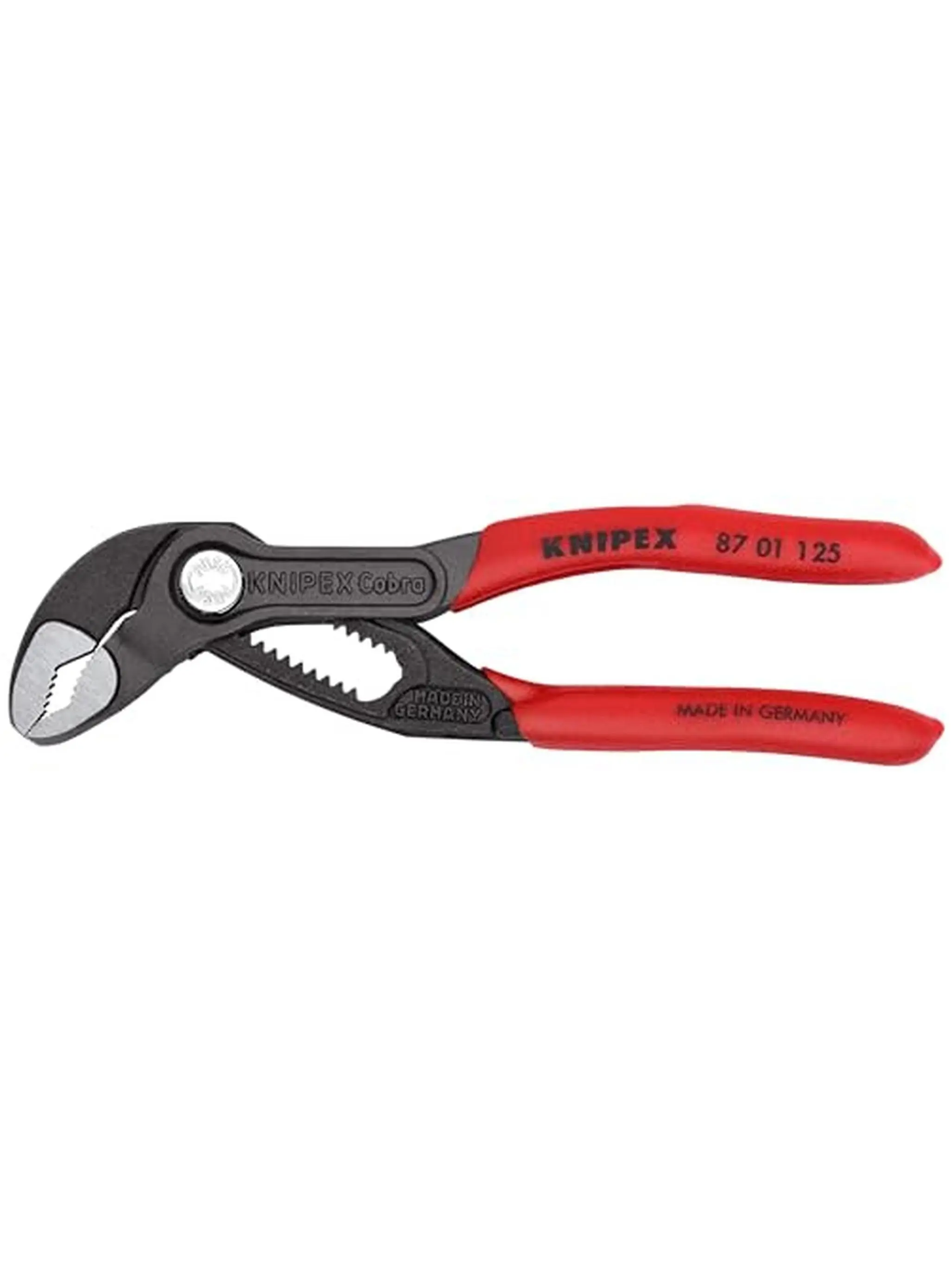 Knipex Cobra Pliers - 115 0193 Model, 5 In. CR-V Construction, Molded Grip Locking-Jaw, Adjustable by Depressing Release Button Push Action Hand Tool