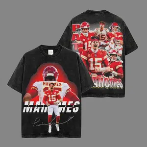 Game Day Outfit MAHOMES 15 Signature Acid Washed Lightweight 100% Cotton T-Shirt, The Chiefs Shirt, Sunday Football Shirt, Game Day Shirt