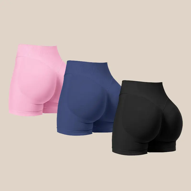 Women's High Rise Seamless Nylon Gym Shorts - Sculpting, Chafe-Free, Wrinkle-Resistant, Hip-Lifting Athletic Training Apparel with Minimalist Lines, Tight-Fitting for Yoga & Run, Casual Running Shorts for Studio-Street Transition