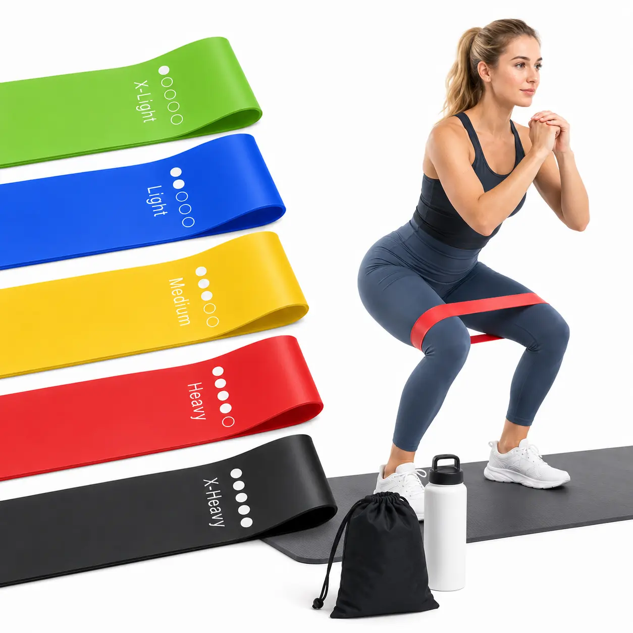 Resistance Bands Set for Workout, Portable Elastic Exercise Bands for Home Gym Fitness Training, Yoga, Pilates and Strength Exercises