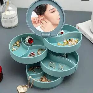 Rotating Jewelry Box - Multi-Layer Jewelry, Earrings, Rings, Necklaces Storage Box - Multi-Layer Compartmentalized Jewelry Box - Rotating Multi-Layer