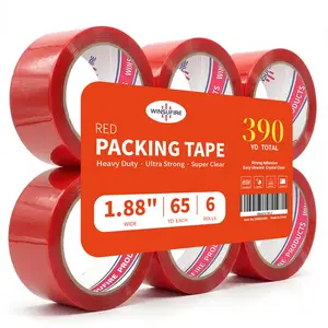 PackingTape for Shipping, Moving and Taping up Box, Color Packing Tape,Total 390Y, 1.88 inch x 65 Yards,6 Rolls, (Red)