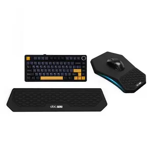 Ergonomic Mouse Pad and Keyboard Wrist Rest Support Set, Massage Design Mousepad for Carpal Tunnel Pain Relief, Memory Foam, Non-Slip PU Base for Computer Desk