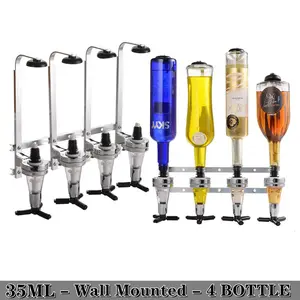 Wall-Mounted 4-Bottle Liquor Dispenser, Ideal for Bar, Home, and Party Use