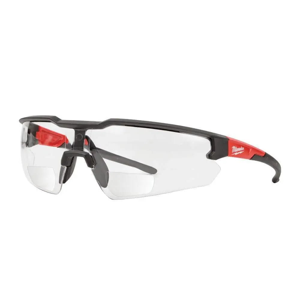 Clear +1.50 Bifocal Safety Glasses Magnified Anti-Scratch Lenses
