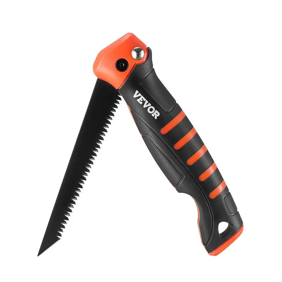 VEVOR 5 inch Folding Jab Saw for Home Improvement, Construction & DIY Enthusiasts, Soft Grip Handle, Triple Teeth, Sharp Tip, for Drywall, Wood, PVC Pipes, Folded