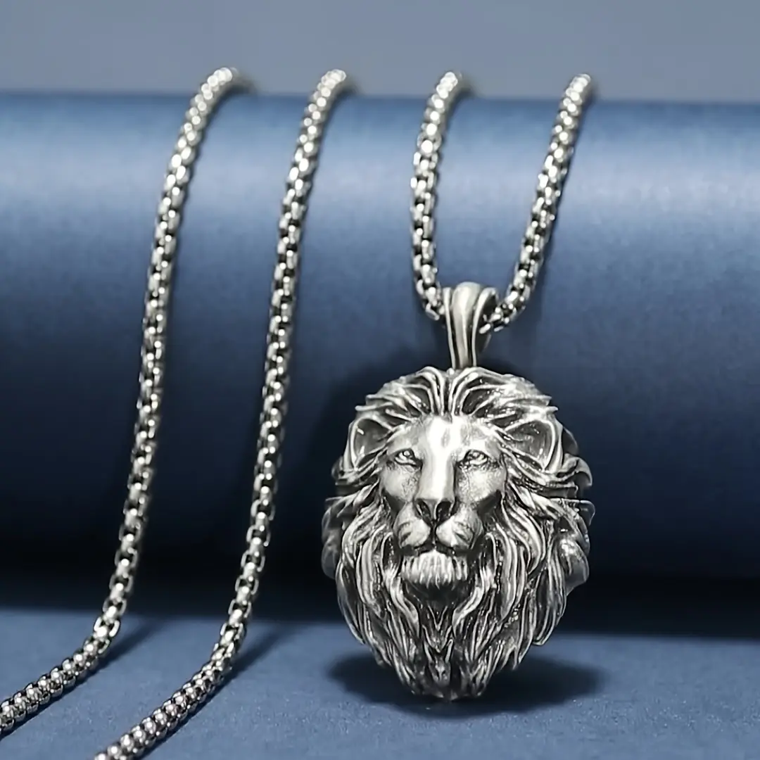 Metal lion head pendant necklace for men, hip-hop necklace, new product, personalized accessories