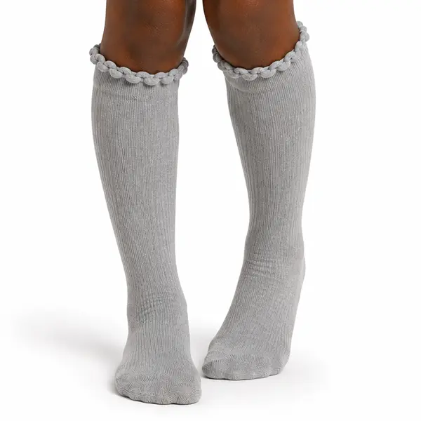 Jefferies Socks 1 Pair Ripple Edge Top Seamless Toe Knee High Tall Socks Fashion Vintage School Girl