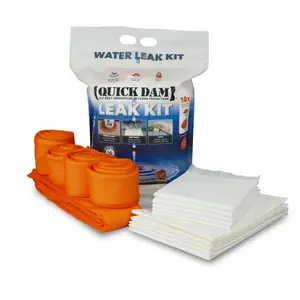 Quick Dam Indoor Leak Kit – 4 Orange Water Dams (4 ft) -1 Orange Water Dam (10 ft) - 5 Absorbent Mats - 5 Drip Mats – Emergency Water Containment Solution - Water Absorbing Kit